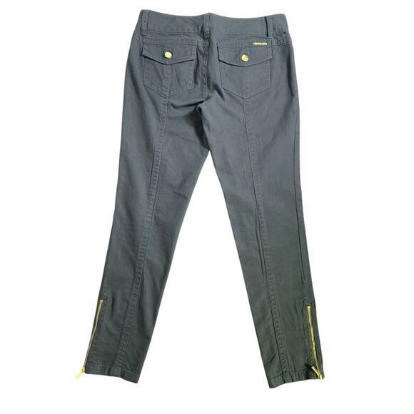 Michael Kors Black Gold Zipper Stretch Skinny Jeans Gold‎ Zip Ankle Women Size 4 - Picture 8 of 14
